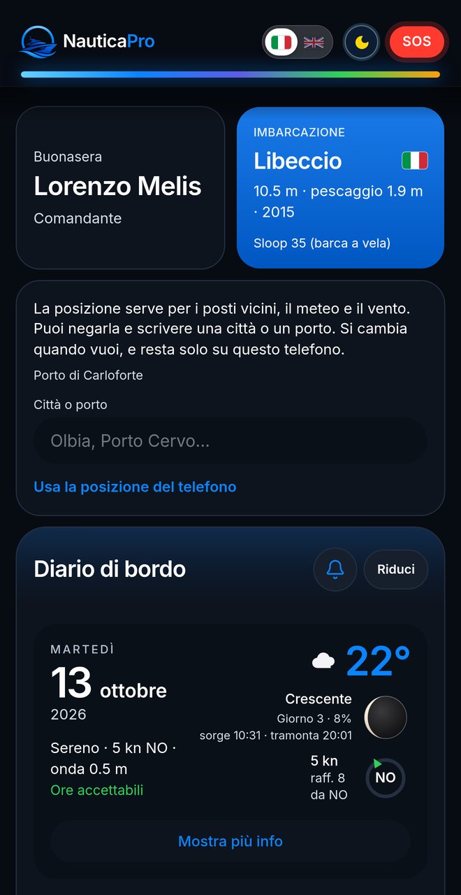 Schermata Home di NauticaPro